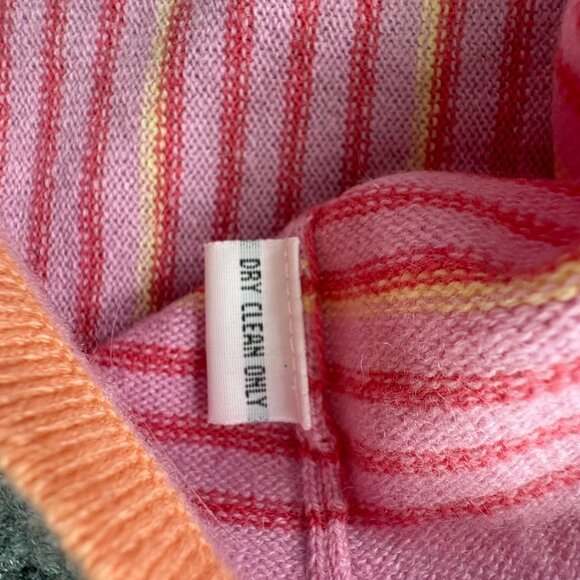 Saks Fifth Avenue Sweater Womens L Rainbow Hippie Multicolor Striped Scoop - Picture 4 of 9